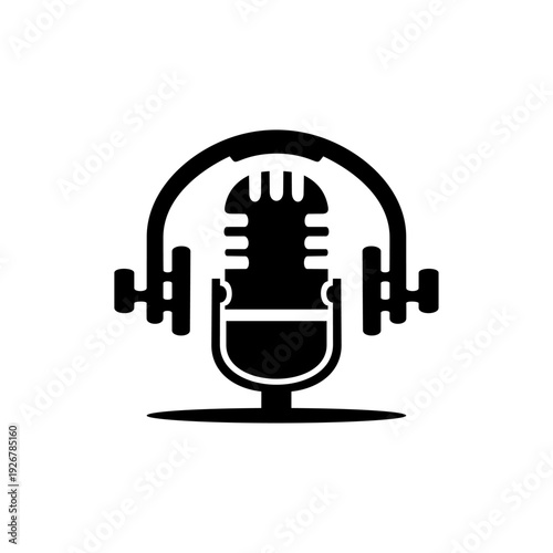 Music and handheld podcast logo design. logo design template.