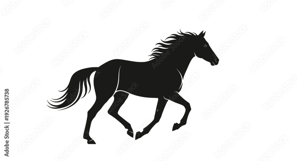 Obraz premium Black Running Horse Silhouette Vector