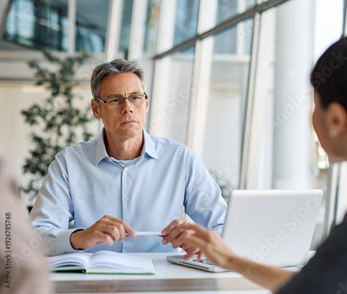 Wallpaper Mural Portrait of a group of business people having a meeting in the office. Teamwork and success concept, portrait of a smart businesswoman and mid aged businessman Torontodigital.ca