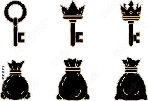Black Keys and Money Bags with Crowns.