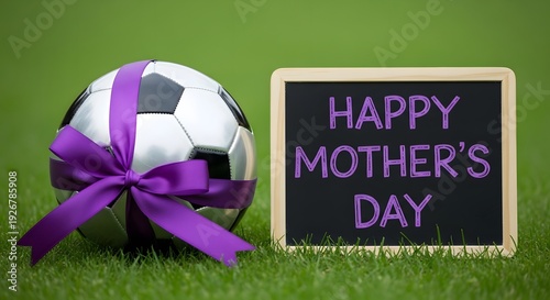 Happy mothers day gift soccer ball and chalkboard wishes