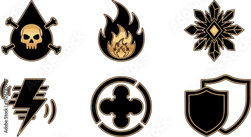 Collection of Black and Gold Symbols.