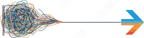 Colorful Lines Converging into Arrow Symbol.
