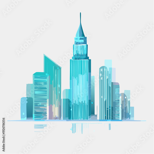 Futuristic metropolis skyline concept with abstract architectural design
