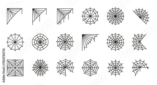 Spider Web Icon Set for Halloween and Spooky Themed Designs