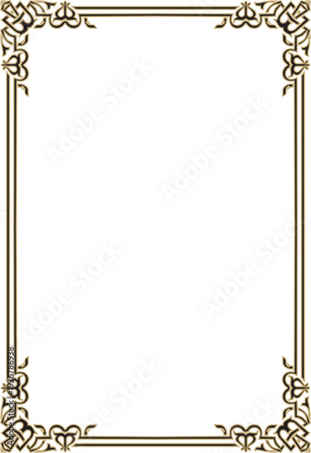 Vector gold and black square classic byzantine ornament. Rectangle, border, Ancient Greece, Eastern Roman Empire frame. Decoration of the Russian Orthodox Church