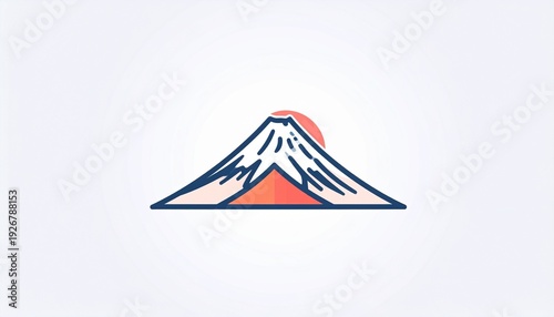 Minimal Red Fuji Mountain Logo Symbol