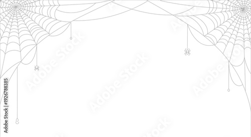 Spider Web Arch with Spiders Halloween Frame on White