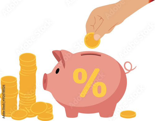 Investment Growth Design  Piggy Bank with Rising Coins and Financial Symbols