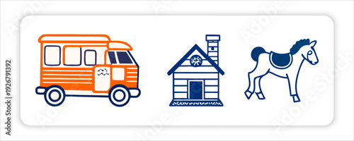  School bus. Side view. American education. Three-dimensional image with carefully traced details.