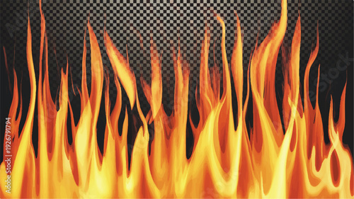 flames rising up on transparent background for design elements