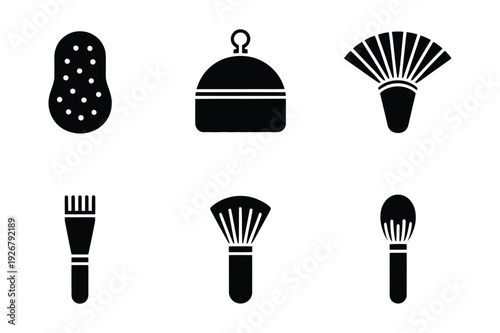 Set of makeup and cosmetic application tools