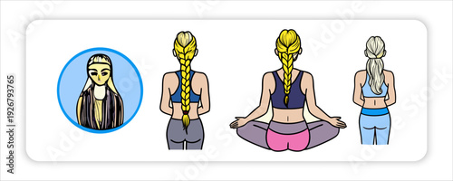 Yoga silhouette. Meditating woman in lotus position. web Vector illustration