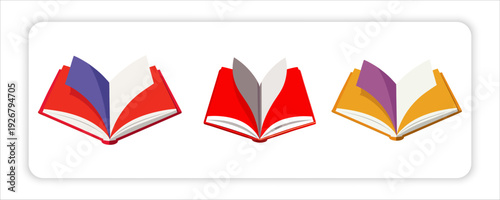 Colorful Books of Knowledge: Vibrant open books displaying colorful pages in a series, symbolizing the diverse world of stories, knowledge, and education.