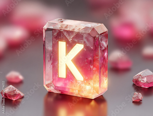 Wallpaper Mural Illuminated Golden Letter K Inside Faceted Red Gemstone Torontodigital.ca