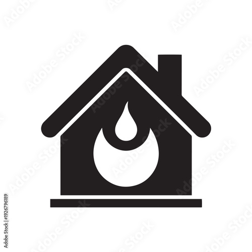House on fire with water drop vector illustration on transparent background. concept of home fire safety, insurance, and emergency services