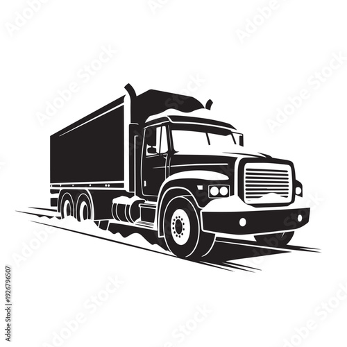 Large eighteen wheeler semi truck or lorry vector illustration on transparent background. heavy duty vehicle for cargo transport and logistics