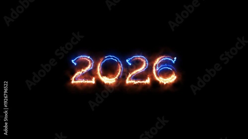 2026 Happy new year 2026 neon animated background greetings happy new year welcome 2026 fireworks neon  4k looping.