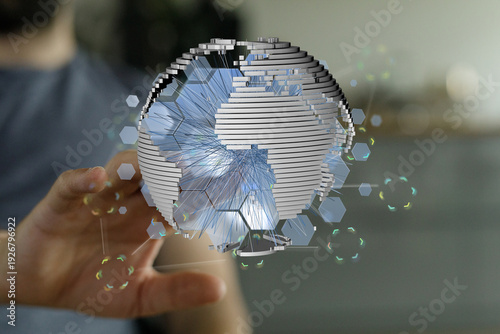 Abstract 3D world globe bei...