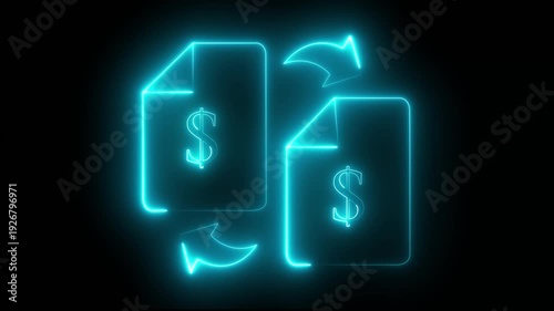 Financial Document Exchange with Dollar Symbol – Money Transfer Financial Documents Invoice Exchange Dollar Symbol Payment Processing Fintech Concept.