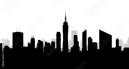 city, skyline, silhouette, urban, metropolis, buildings, skyscrapers, downtown, architecture, cityscape, horizon, outline, black, monochrome, minimal, modern, graphic, vector, illustration, icon, symb