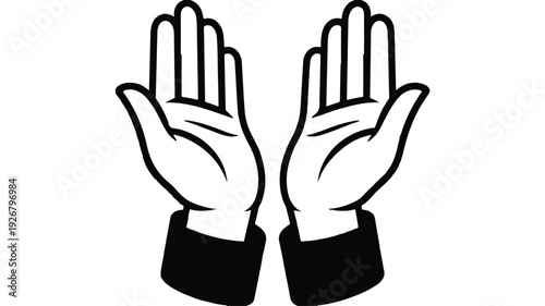 hands raised up in a gesture  palms facing forward
