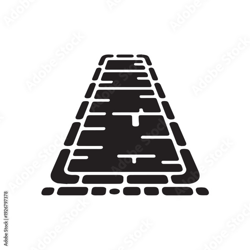 Road straight ahead path way icon black color vector illustration flat style simple image for commercial business use or website design