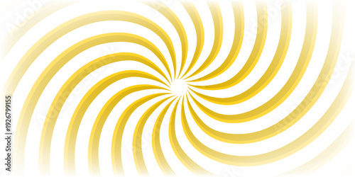 Yellow sun with wavy rays background. Poster with sunburst, sunrise or sunset in trendy 60 s 70s 80s groovy style. Preppy summer theme background. Modern psychedelic print. Vector flat illustration.