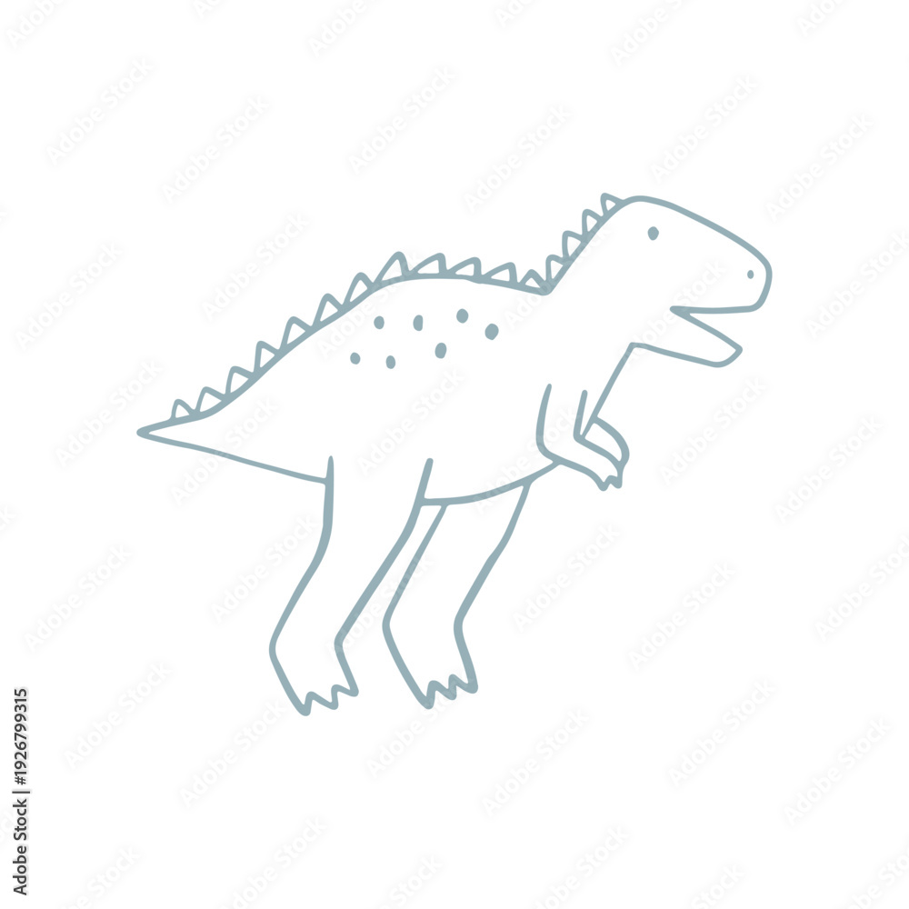 Fototapeta premium Cute dinosaur in cartoon style. Bold, simple form, trendy colors. Childish flat vector illustration. Dino seamless pattern