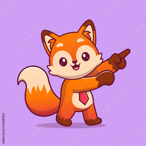 Cute Fox Pointing Finger Cartoon 