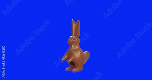 Wallpaper Mural Happy Easter concept. Rabbit on blue monochrome background. 3d render video.  Torontodigital.ca