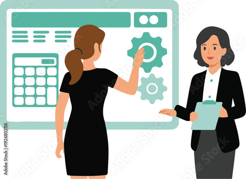 Client and Banker Interaction  Secure Safe Access Vector Artwork