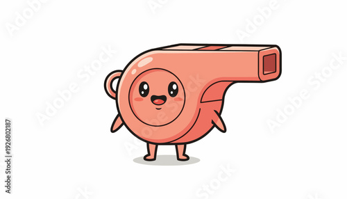 Cute cartoon whistle character with happy expression, suitable for sports or game illustrations
