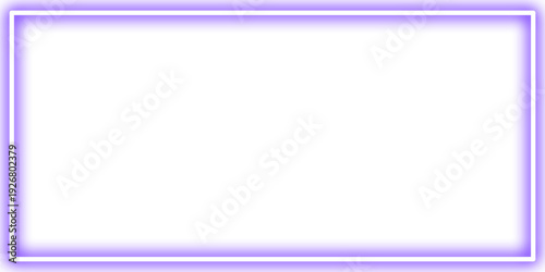 Purple Glowing Neon Frame Border on White Background