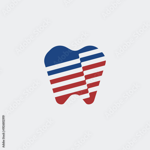 Modern Dental Care Logo with Blue and Red Stripes for Dentistry Clinic