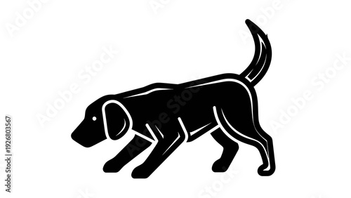 Black Dog Silhouette Vector Illustration Walking Profile View Isolated on White Background for Pet Care and Animal Concepts