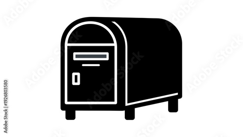 Black Mailbox Vector Illustration Isolated on White Background for Postal Service and Communication Concepts
