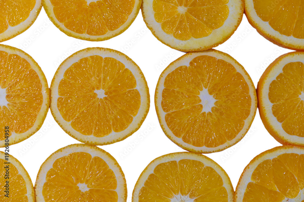 Fototapeta premium Orange Slices on White Background