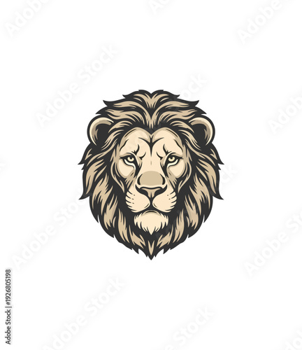 Majestic lion head portrait with detailed mane and focused gaze