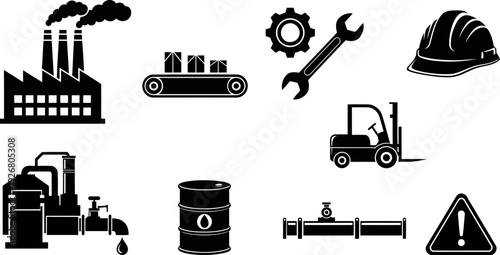 Industrial construction icons and symbols.
