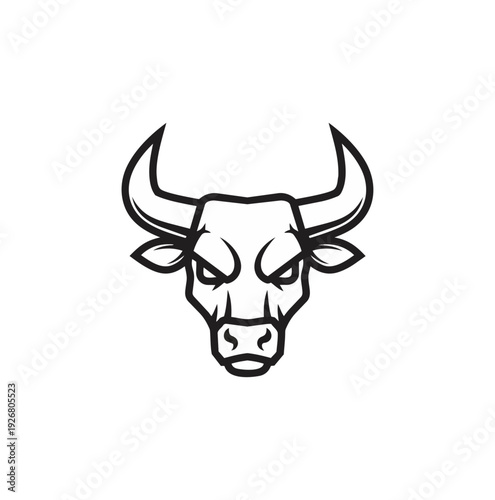 Stylized bull head icon on black background