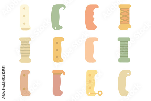 Colorful thread bobbins and sewing tools vector illustration for craft and design projects