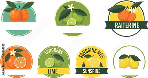 Collection of decorative citrus fruit vector graphic labels and designs