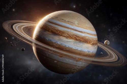 Jupiter planet with rings