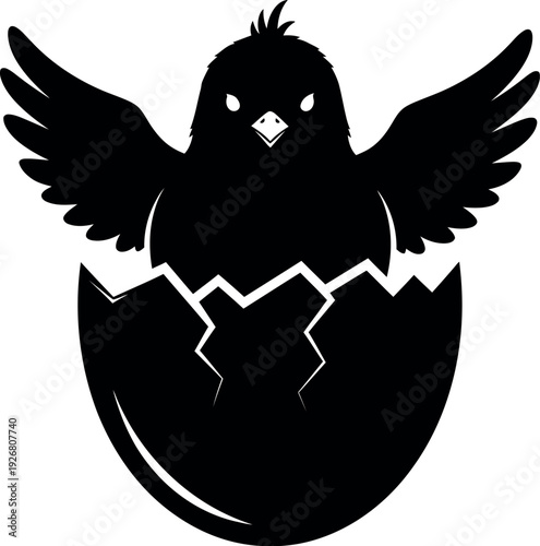 Easter symbolism emerging easter bunny chick from eggshell