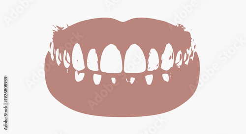 Illustration of a mouth with lips and teeth in a close-up view