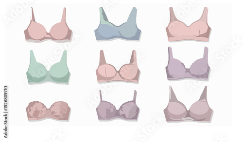 Lingerie bra fashion infographic vector collection