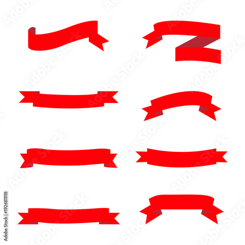 Free Download Red Ribbon Banner Set Vector Decorative Award Label and Celebration Design - GFXLoad