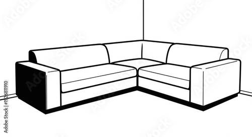 L-shaped sectional sofa in a modern living room setting, comfortable seating.