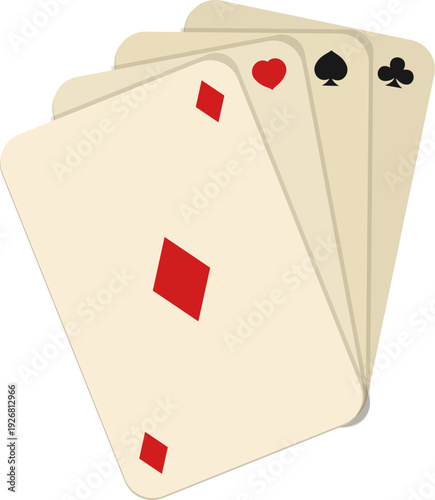 Four aces poker hand. Winning playing cards fan